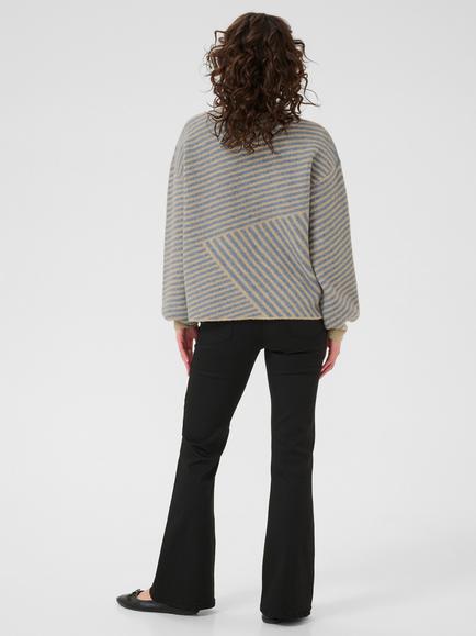 KAFFE KAverana Striped Jumper, Feather Grey/Beige - view 2, Feather Grey/Beige