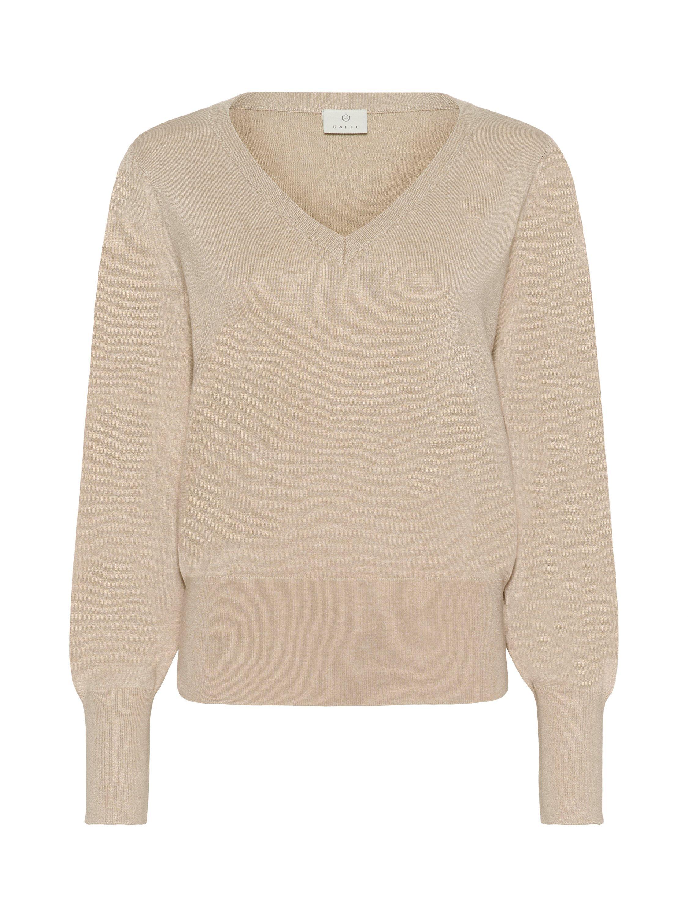 Product image 5 of 6, which shows KAFFE Lone V-Neck Jumper, Classic Sand Melange, XS
