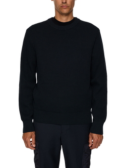 J.Lindeberg Oliver Ribbed Cotton Crew Neck Jumper, Navy, Navy