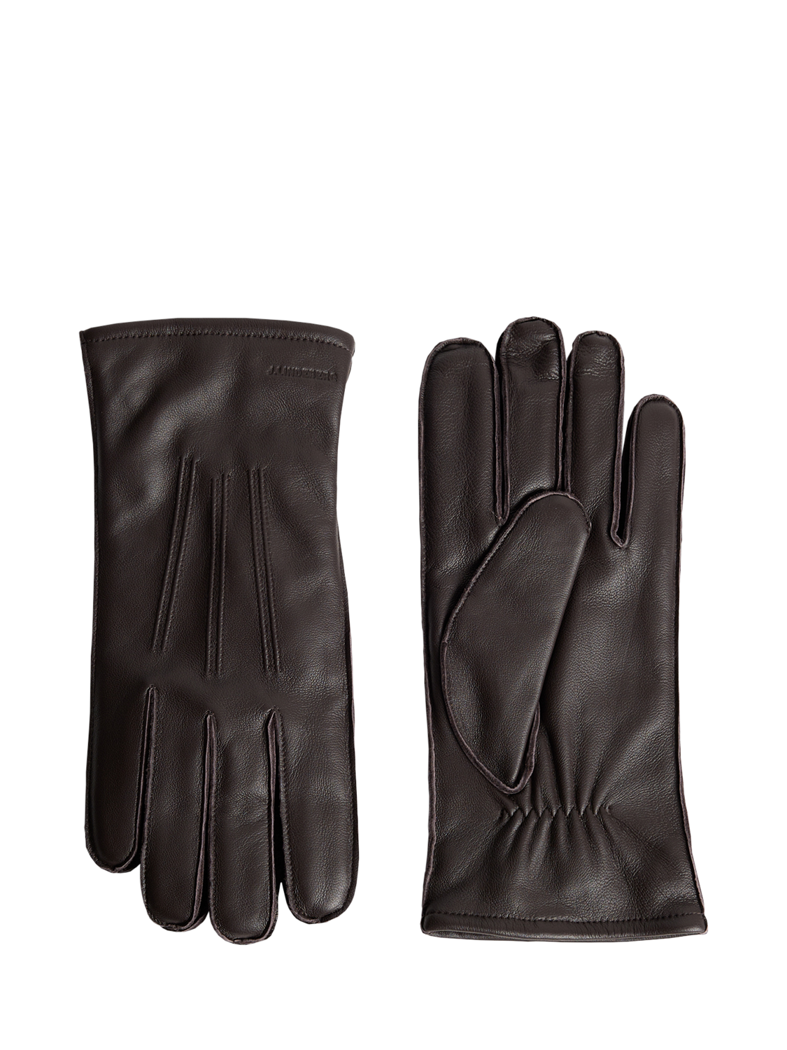 Product image 1 of 2, which shows J.Lindeberg Milo Sheepskin Leather Cashmere Blend Lined Gloves, Molé, S