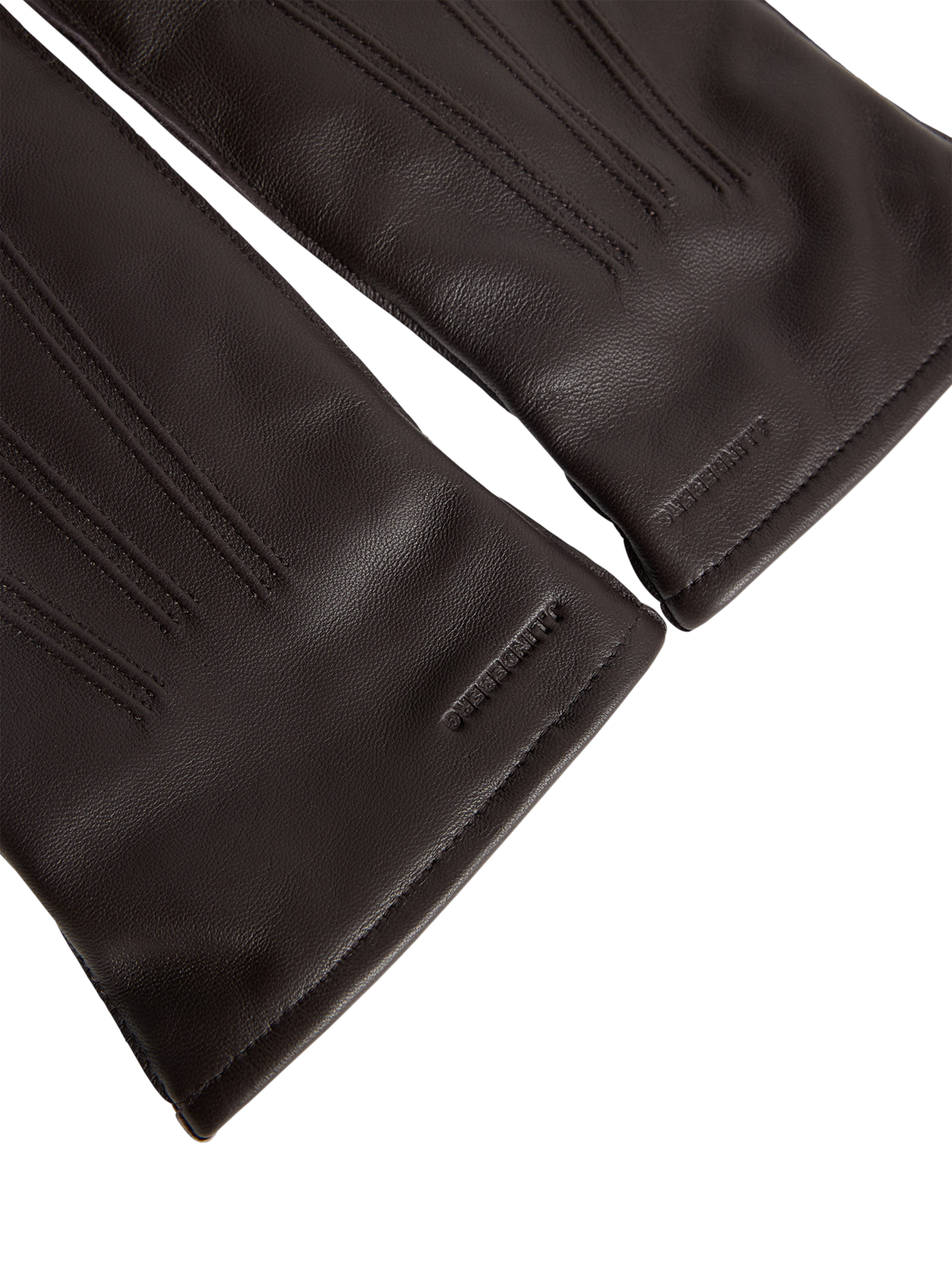 Product image 2 of 2, which shows J.Lindeberg Milo Sheepskin Leather Cashmere Blend Lined Gloves, Molé, S