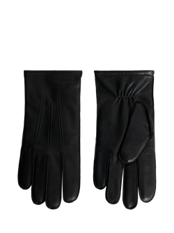 J.Lindeberg Milo Sheepskin Leather Cashmere Blend Lined Gloves, Black