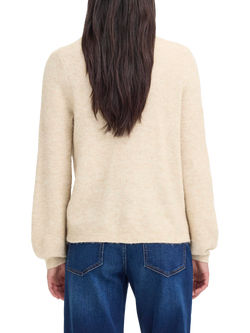 ICHI Asdis Round Neck Wool Blend Cardigan - view 2, Oatmeal Melange