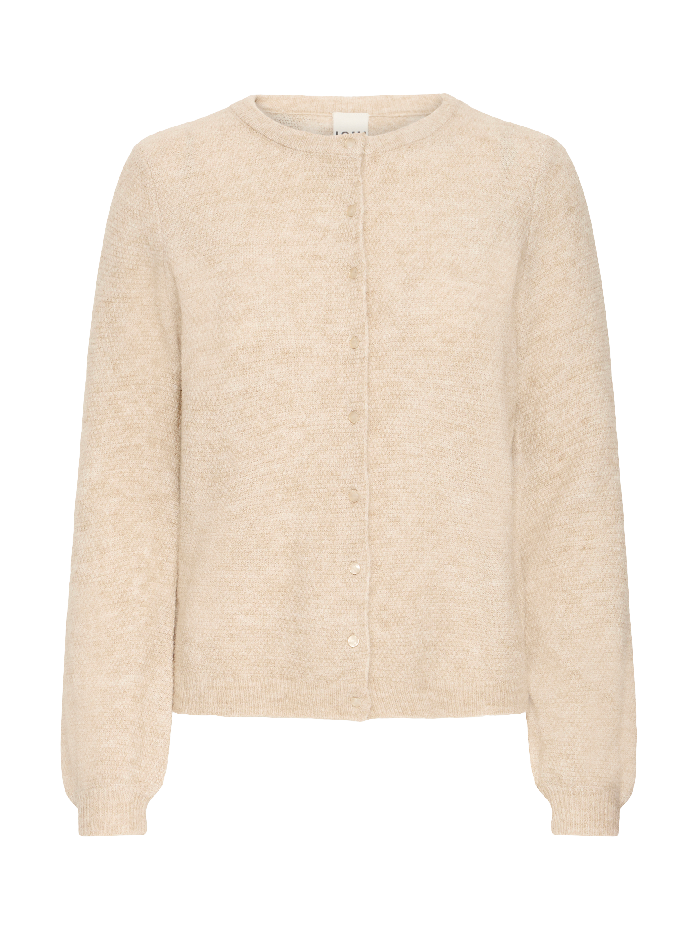 Product image 5 of 7, which shows ICHI Asdis Round Neck Wool Blend Cardigan, Oatmeal Melange, XS
