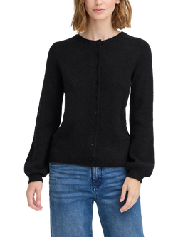 ICHI Asdis Crew Neck Buttoned Cardigan, Black