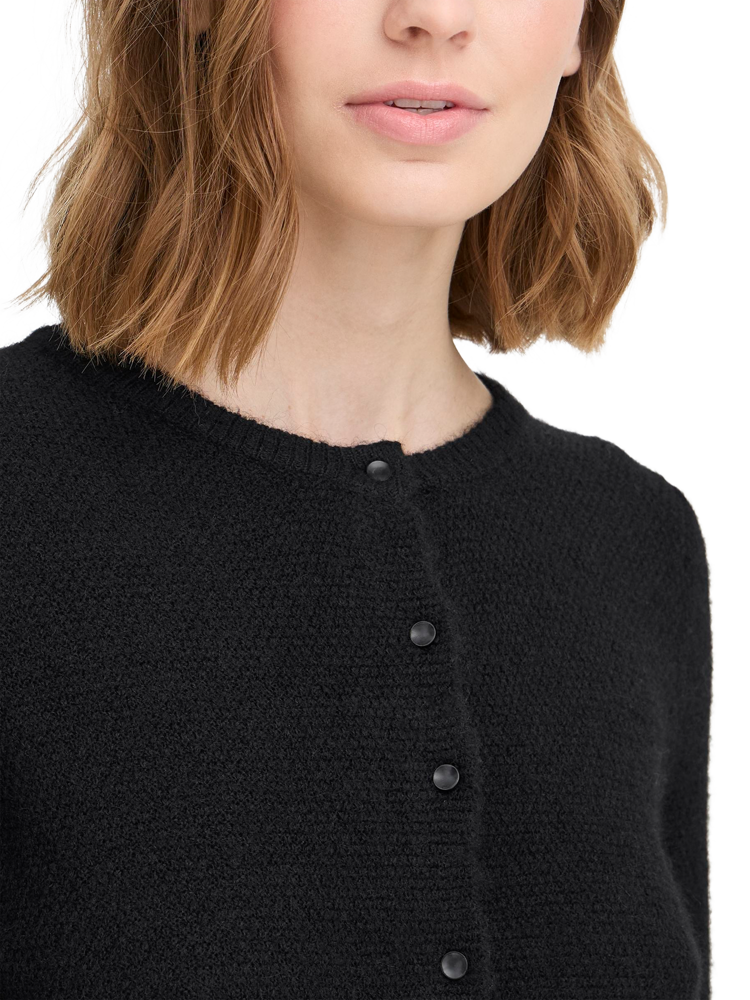 Product image 4 of 7, which shows ICHI Asdis Crew Neck Buttoned Cardigan, Black, S