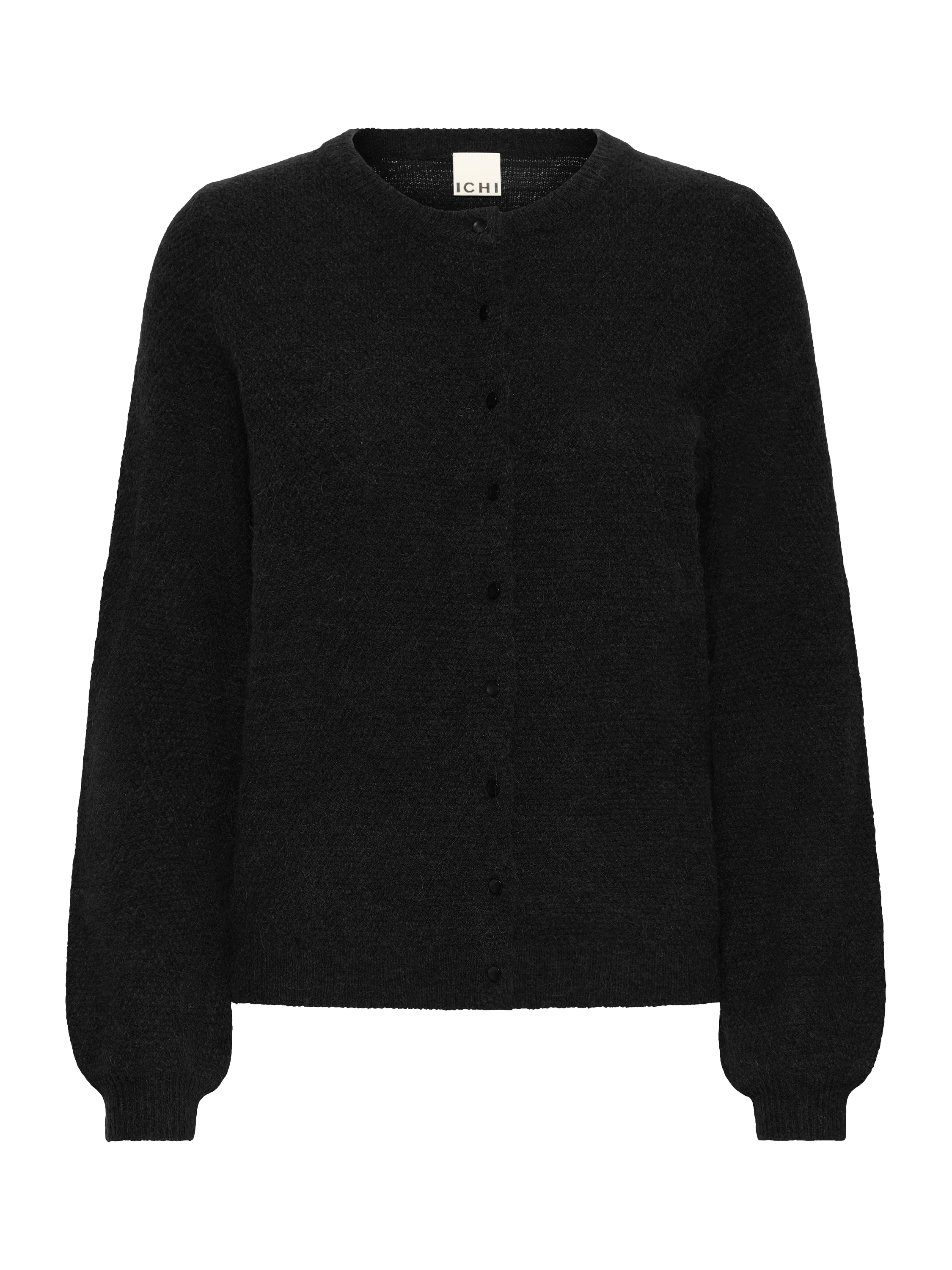 Product image 5 of 7, which shows ICHI Asdis Crew Neck Buttoned Cardigan, Black, S