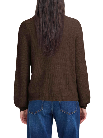 ICHI Asdis Crew Neck Buttoned Cardigan - view 2, Coffee Bean