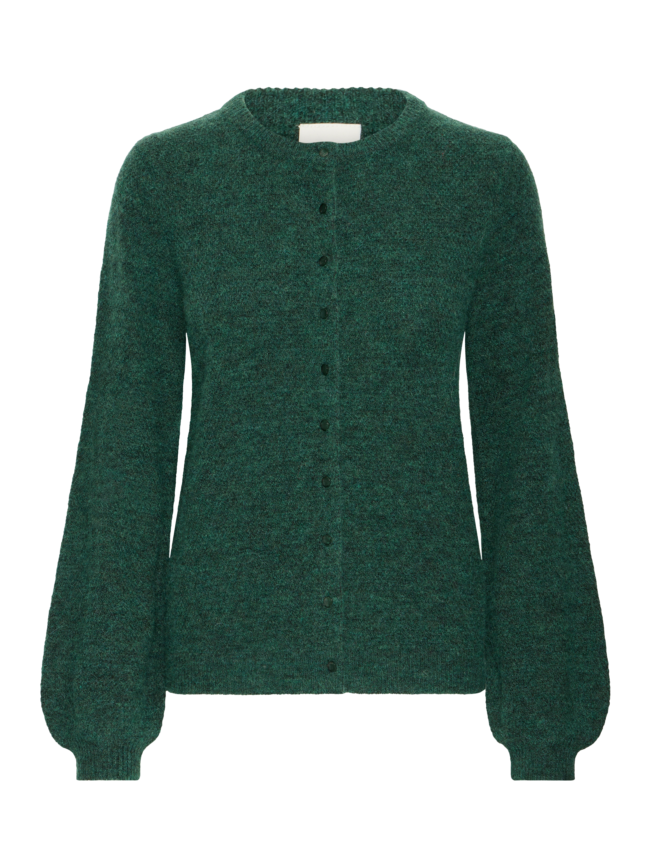 Product image 5 of 7, which shows ICHI Asdis Round Neck Wool Blend Cardigan, Pineneedle, XS