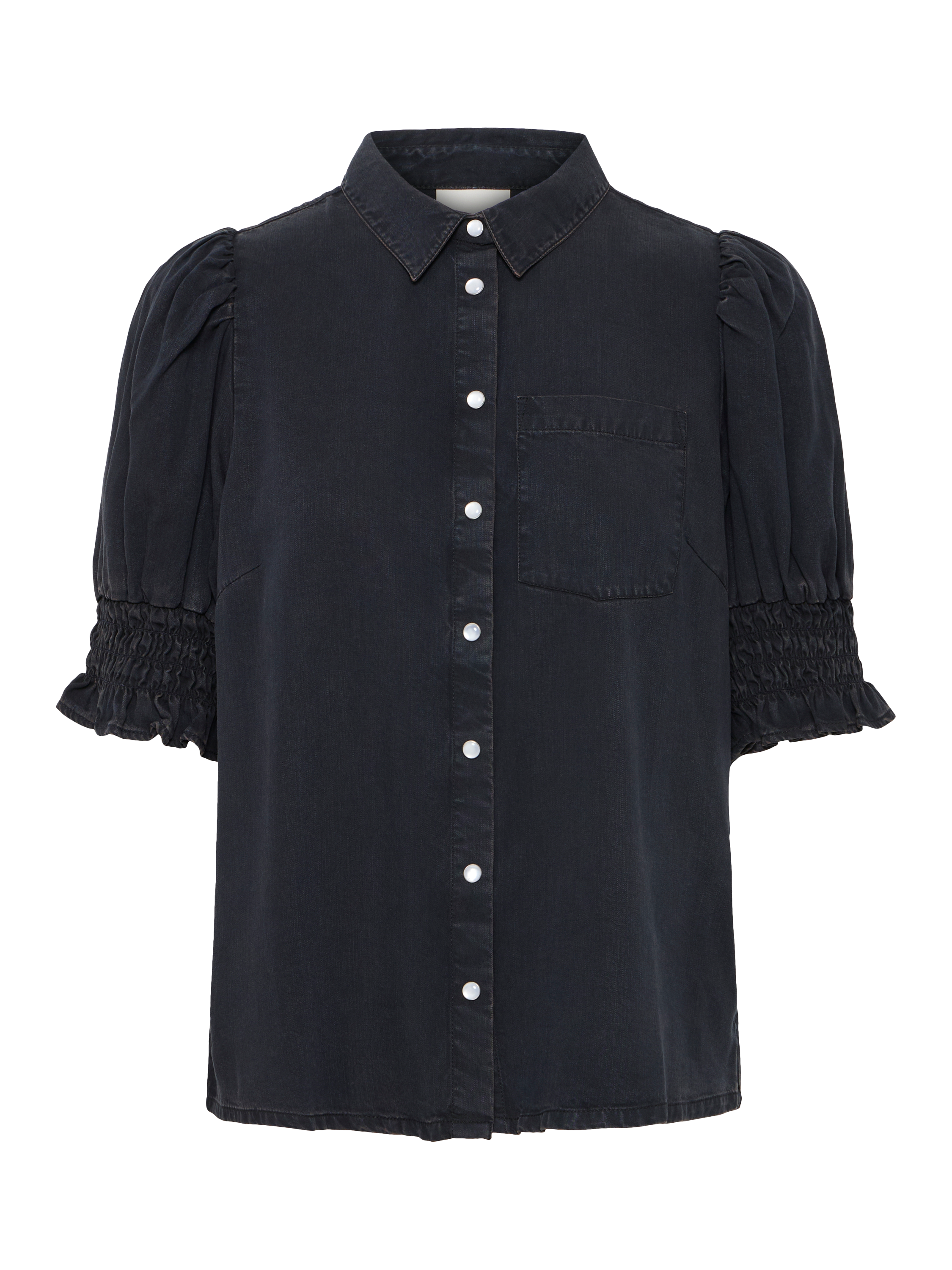 Product image 5 of 7, which shows ICHI Borgie Puff Sleeve Shirt , Washed Black, 8