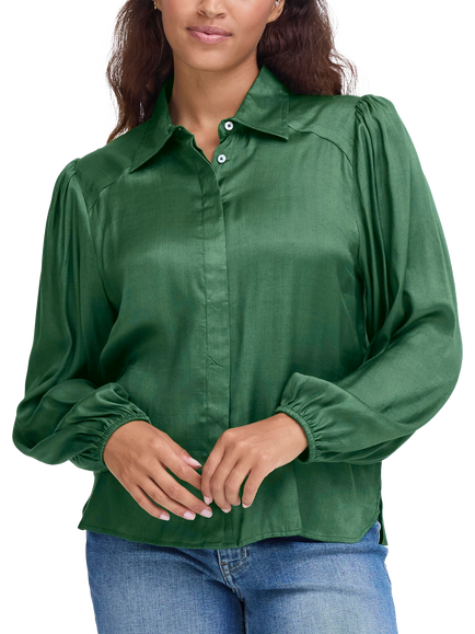 ICHI Colorada Long Sleeve Collar Blouse, Pineneedle