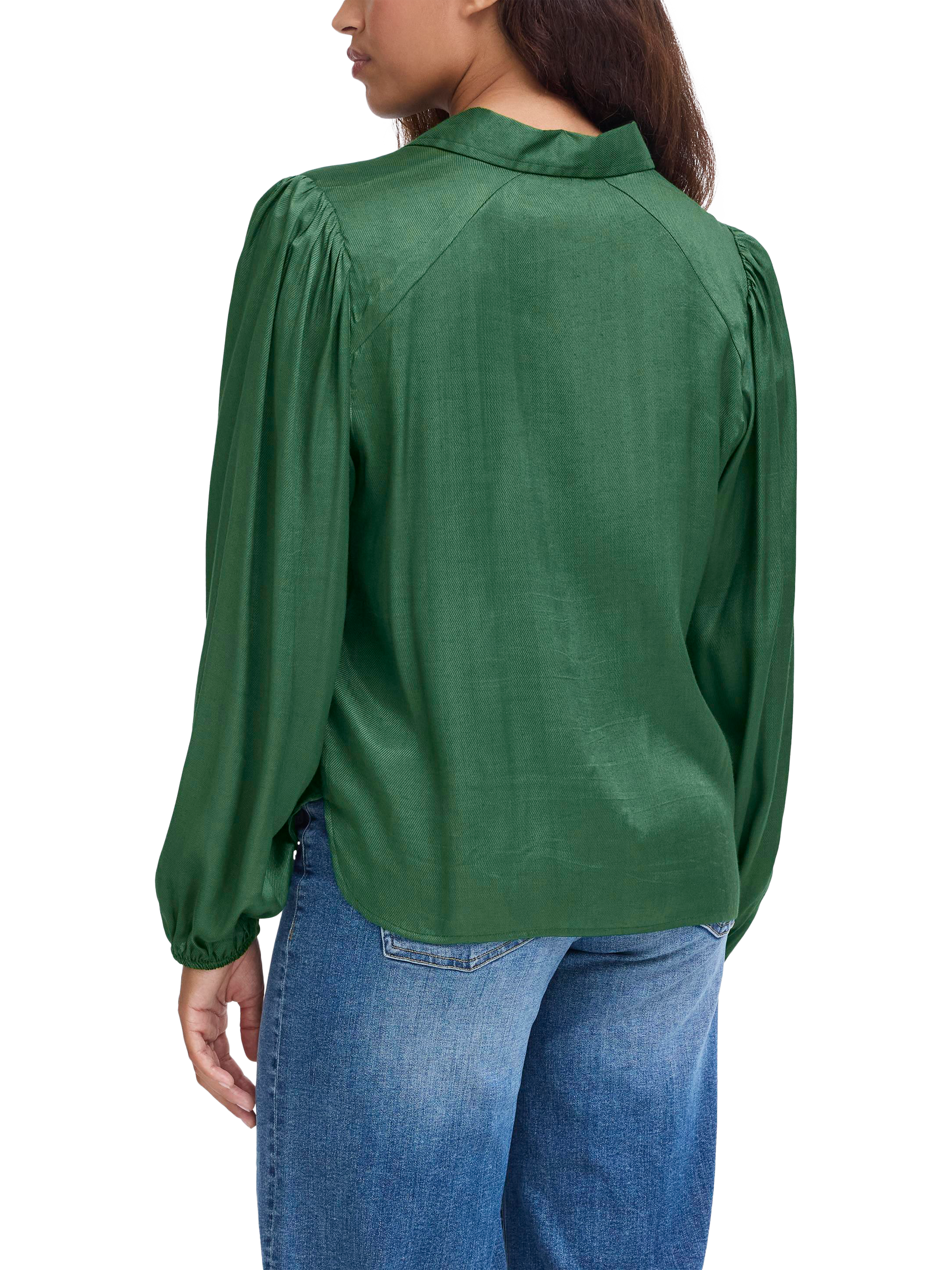 Product image 2 of 7, which shows ICHI Colorada Long Sleeve Collar Blouse, Pineneedle, 8