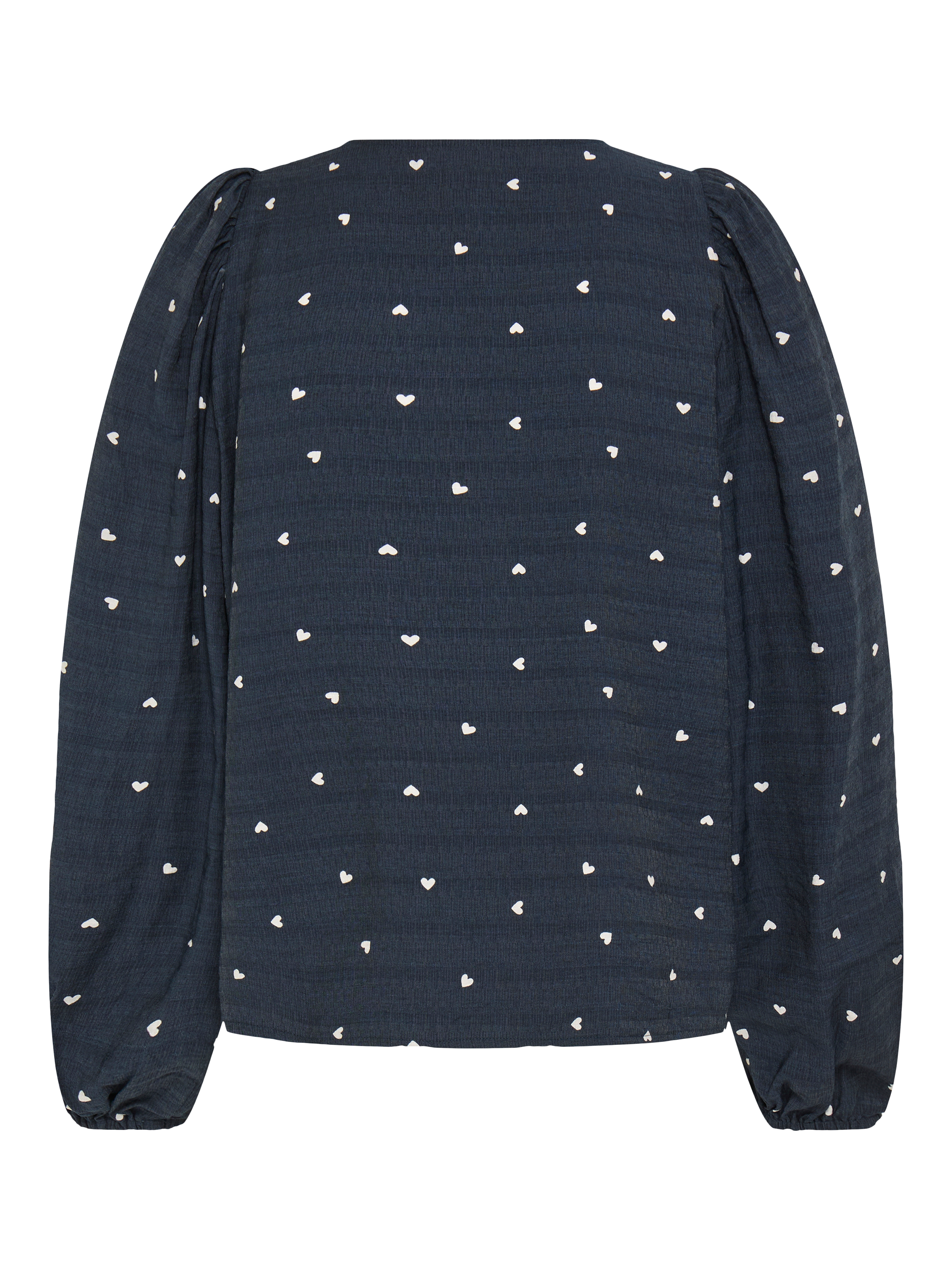 Product image 6 of 7, which shows ICHI Helva Heart Long Sleeve Round Neck Blouse, Blue/White, 8