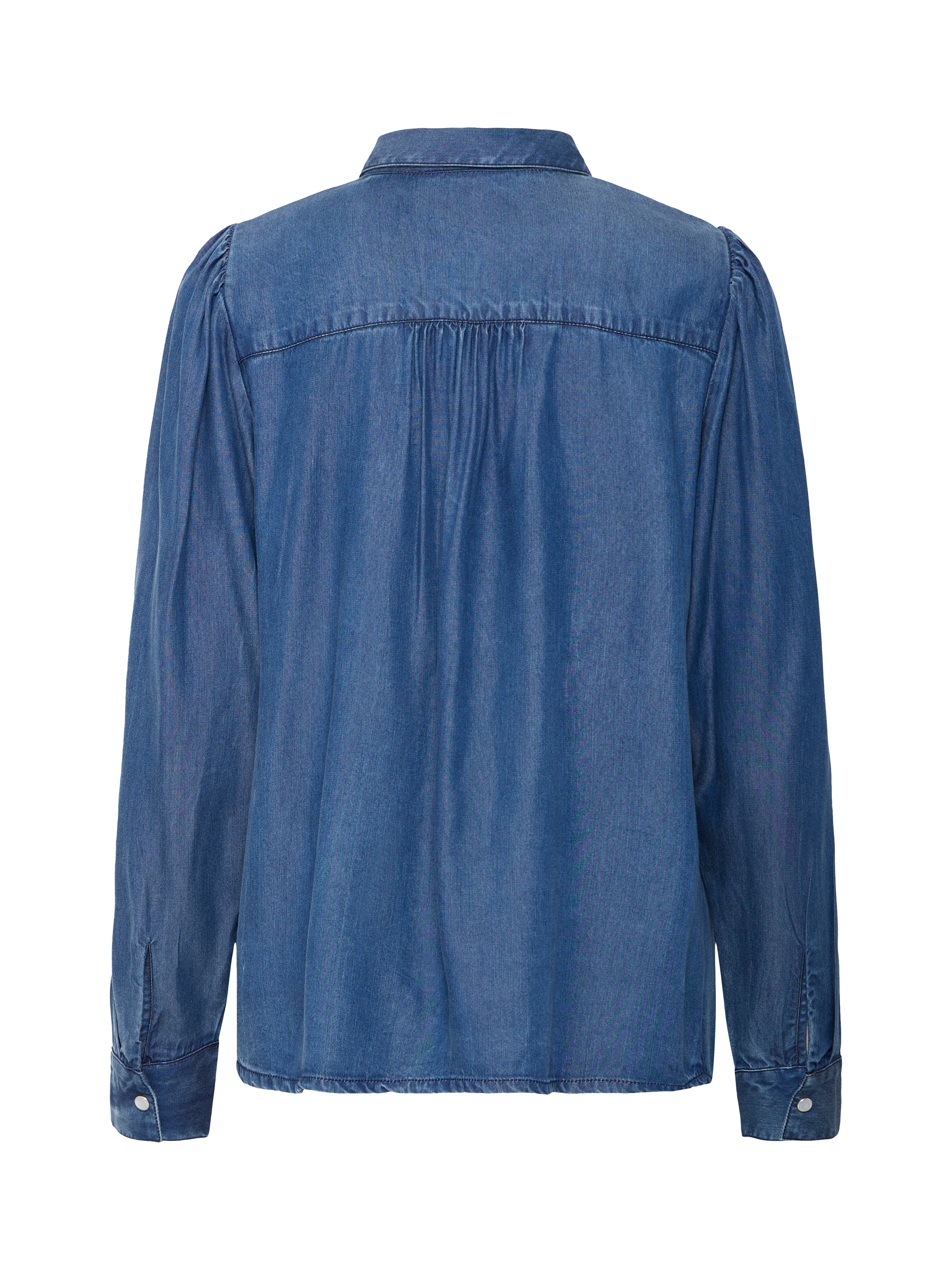 Product image 6 of 7, which shows ICHI Borgie Collared Long Sleeve Shirt, Washed Dark Blue, 8