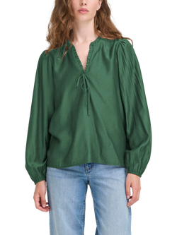 ICHI Karlani Long Sleeve V Neck Blouse, Pineneedle