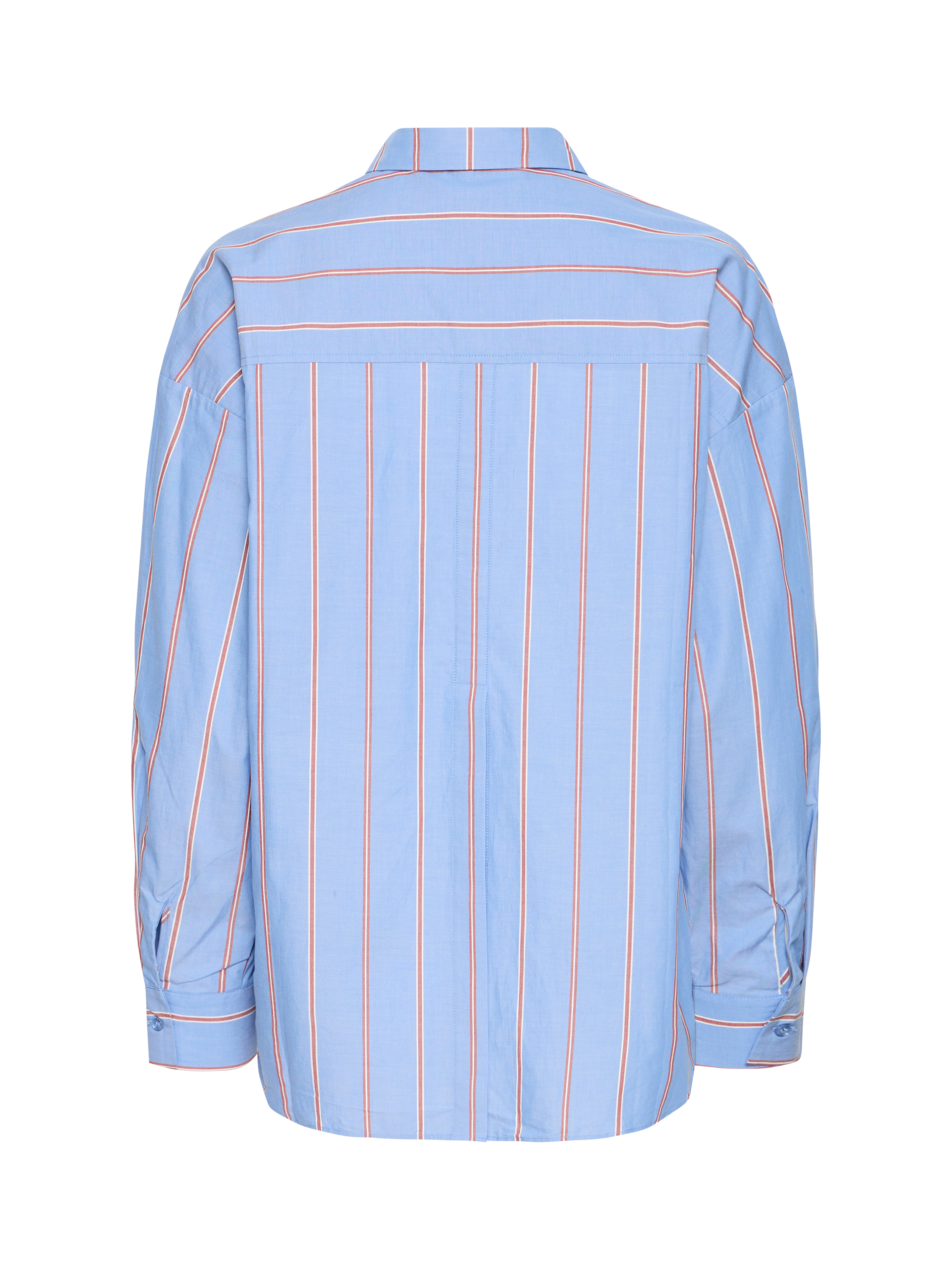 Product image 2 of 3, which shows ICHI Sadia Striped Cotton Blouse, Blue Yonder/Multi, 16