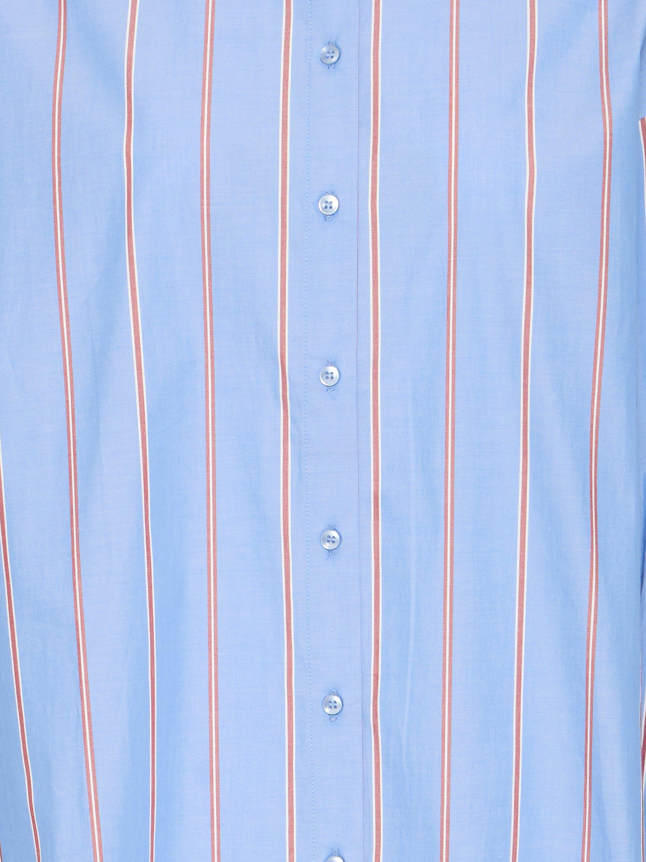 Product image 3 of 3, which shows ICHI Sadia Striped Cotton Blouse, Blue Yonder/Multi, 16