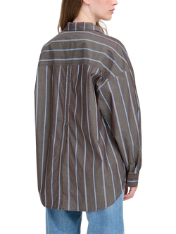 ICHI Sadia Striped Cotton Blouse - view 2, Brown/Multi