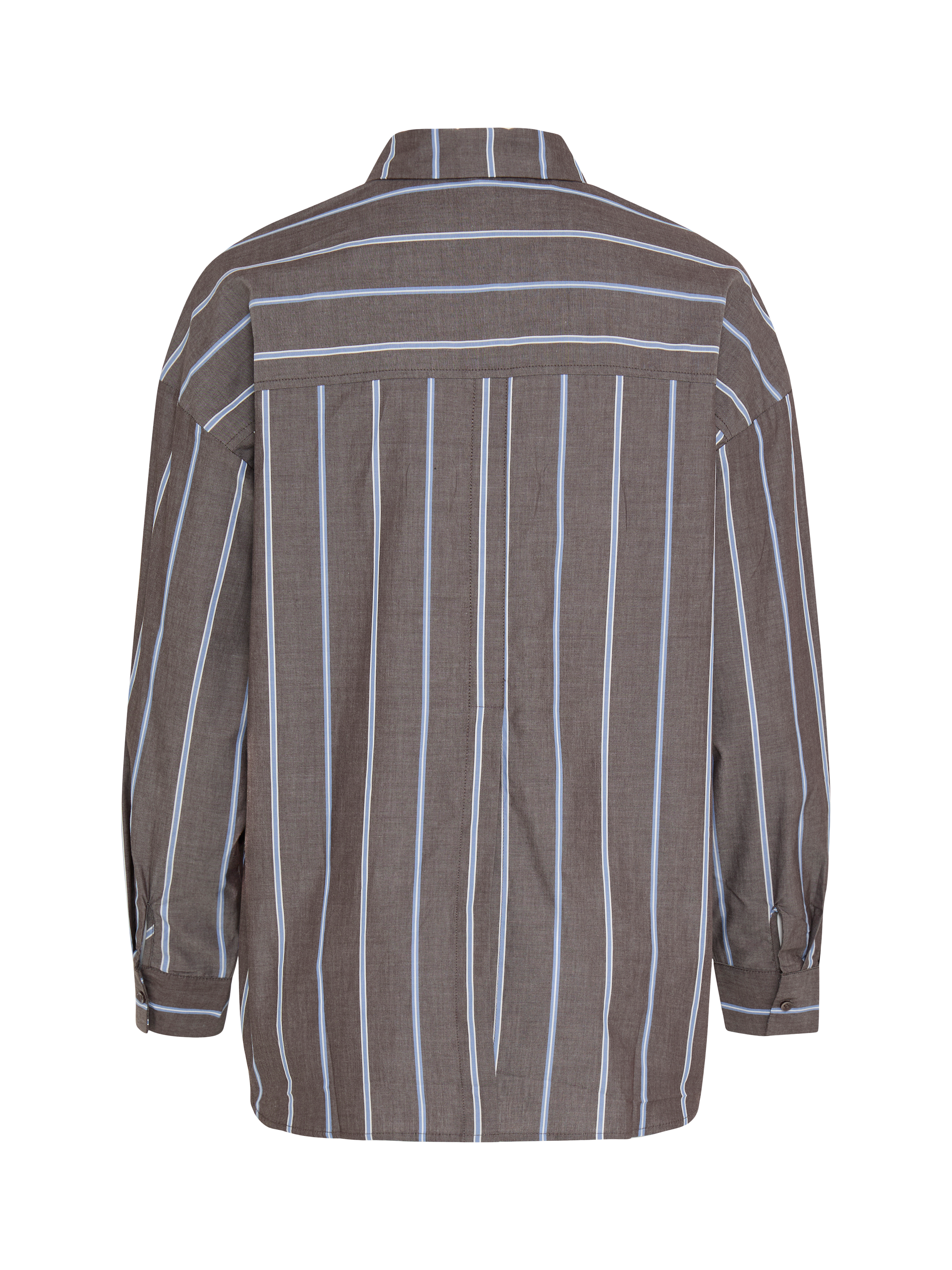 Product image 6 of 7, which shows ICHI Sadia Striped Cotton Blouse, Brown/Multi, 8
