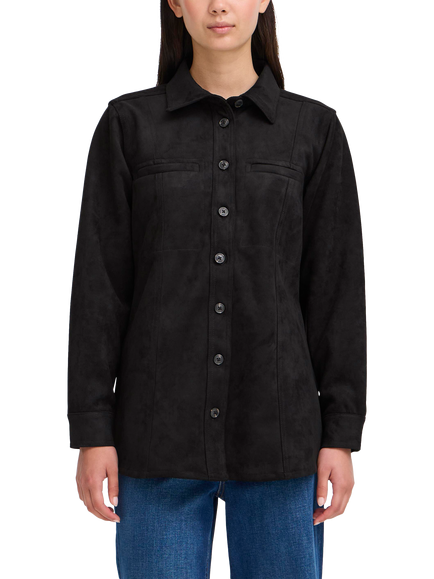 ICHI Inafo Long Sleeve Collar Blouse, Black