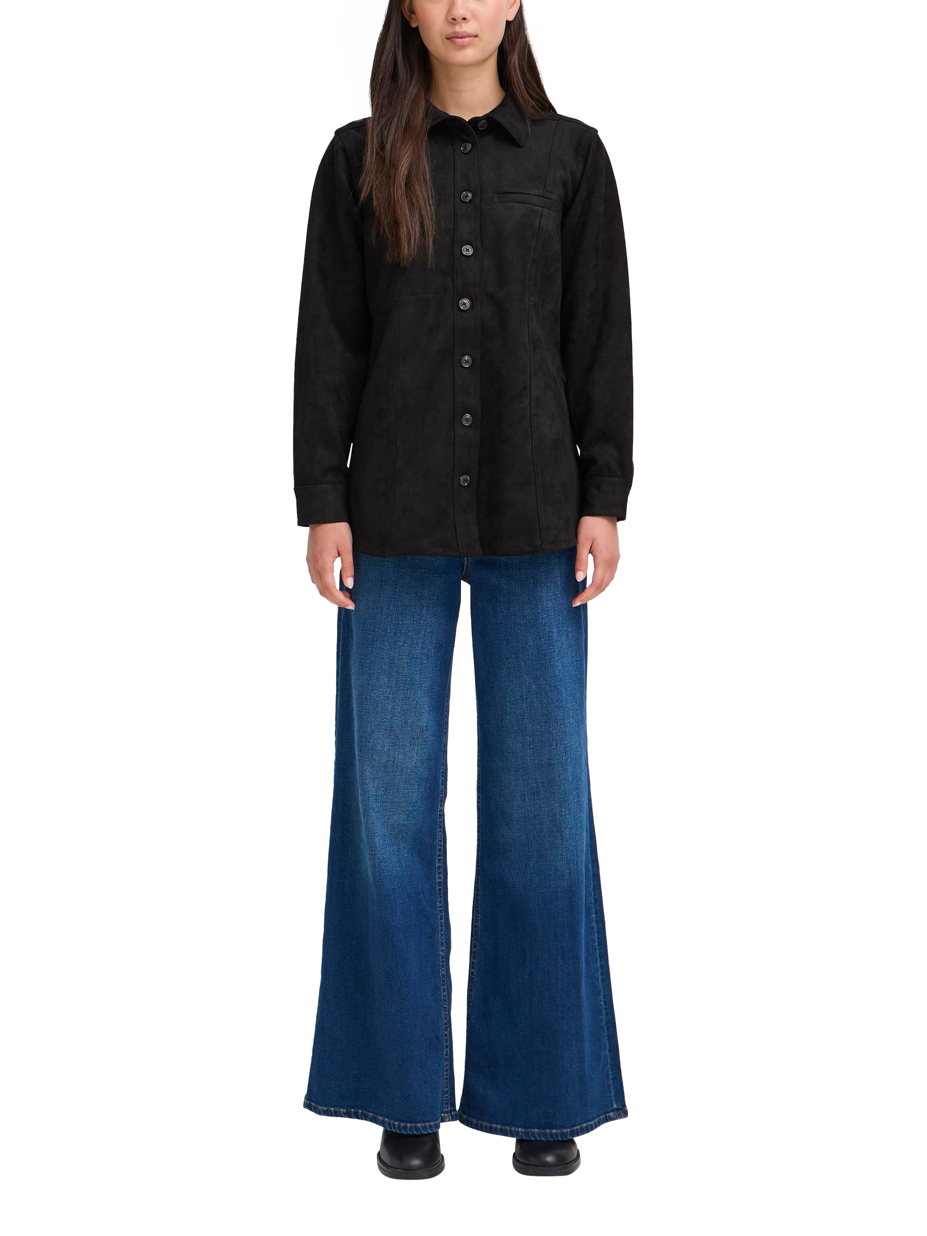 Product image 3 of 7, which shows ICHI Inafo Long Sleeve Collar Blouse, Black, 8