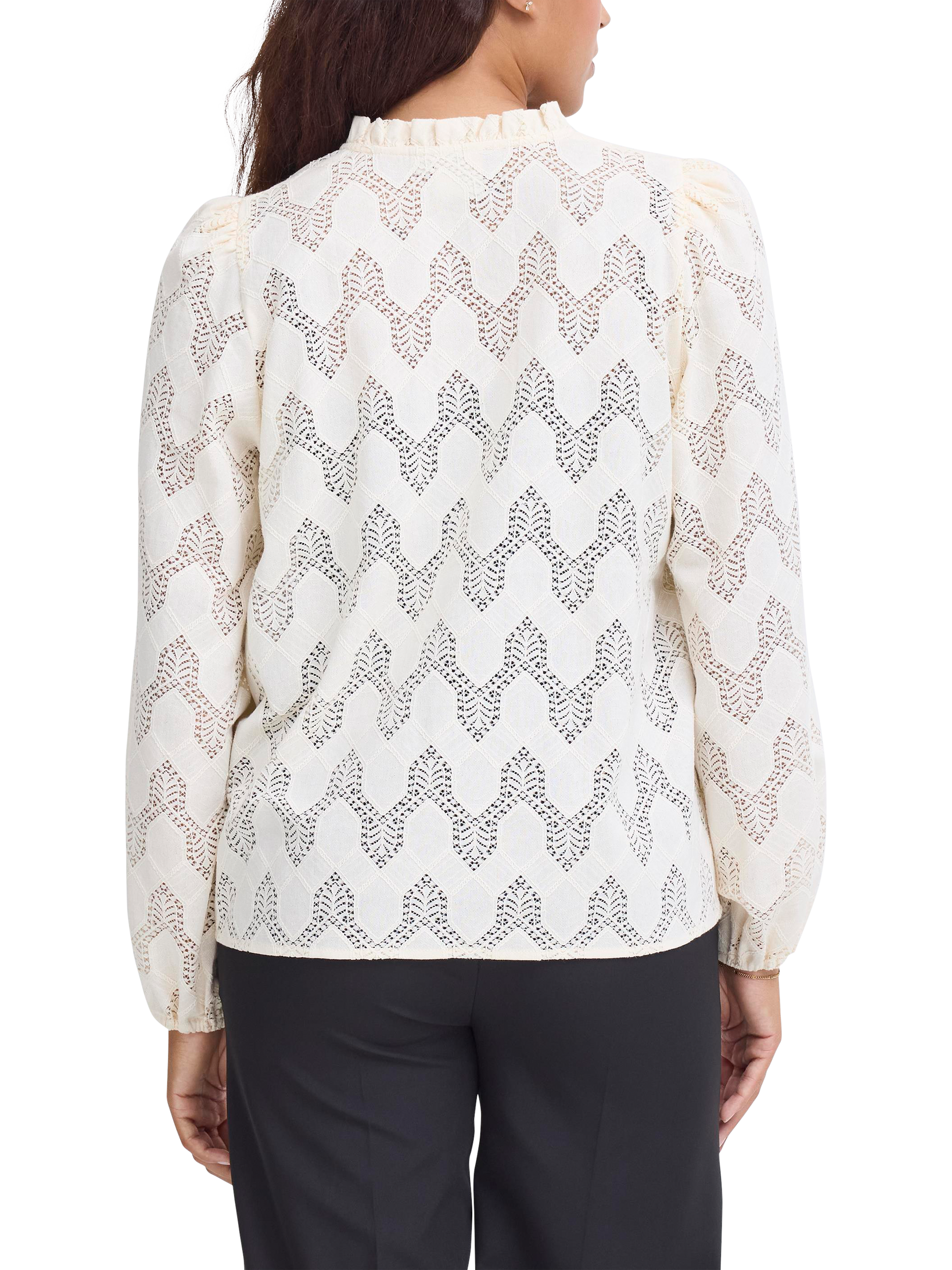 Product image 2 of 7, which shows ICHI Junela Cotton Blend Long Sleeve V Neck Blouse, Birch, 8