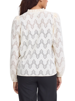 ICHI Junela Cotton Blend Long Sleeve V Neck Blouse - view 2, Birch