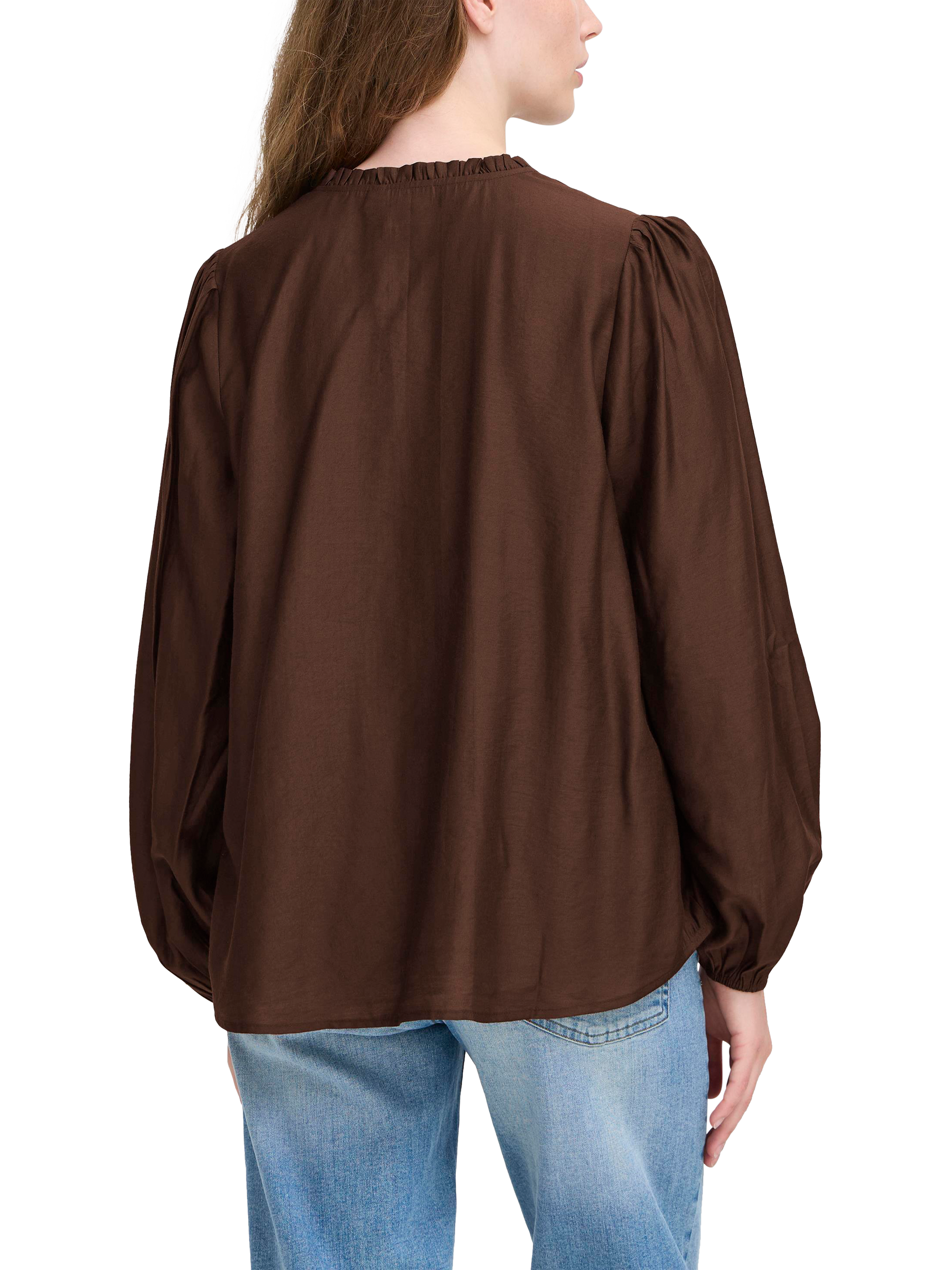 Product image 2 of 7, which shows ICHI Karlani Long Sleeve V Neck Blouse, Coffee Bean, 8