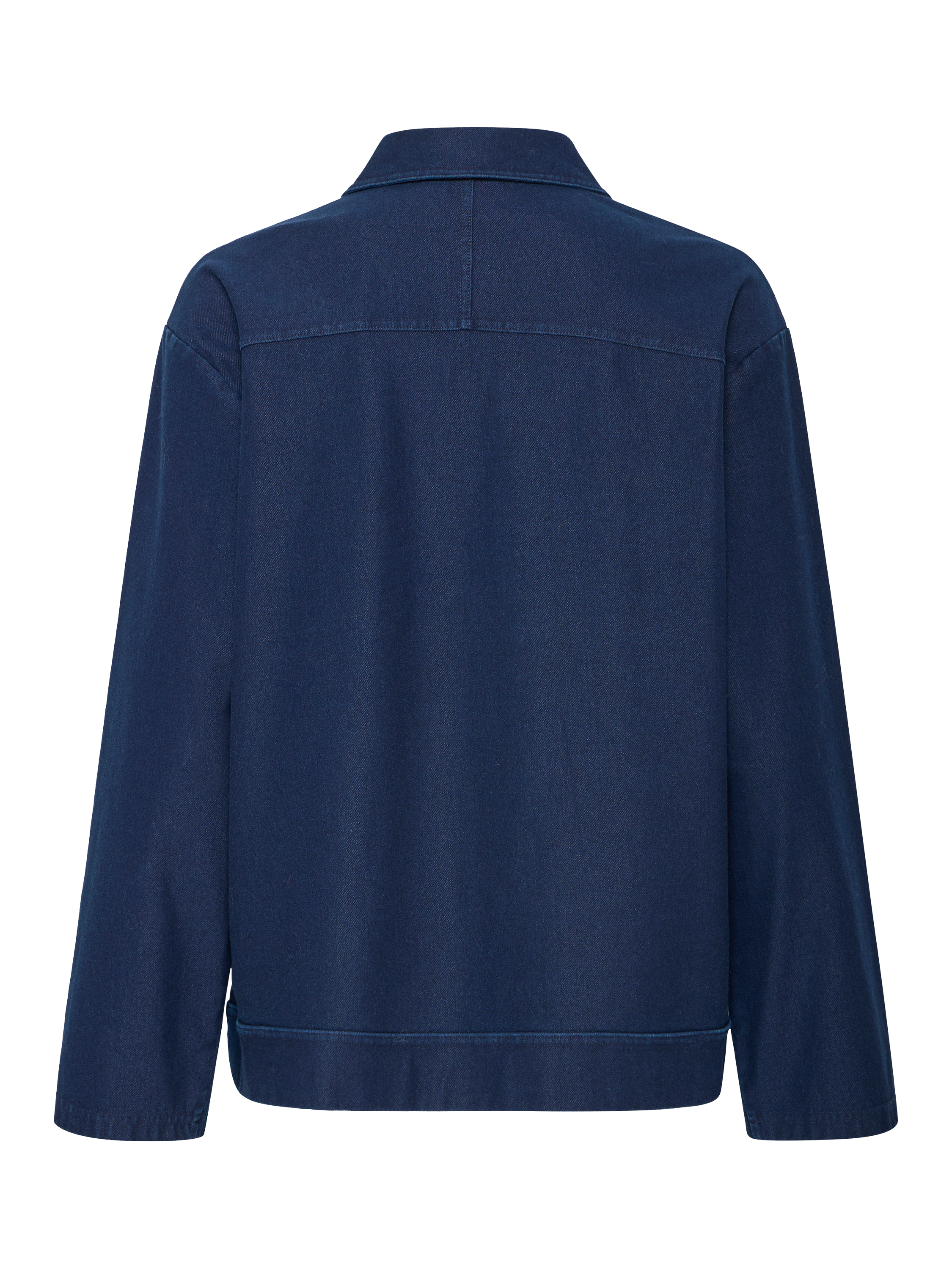 Product image 6 of 7, which shows ICHI Kate Cotton Blend Long Sleeve Collar Blouse, Dark Blue, XS
