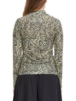 ICHI Lava Animal Print Long Sleeve High Neck Blouse - view 2, Green/Multi