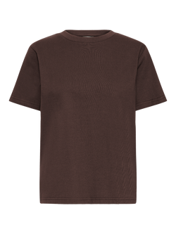 ICHI Palmer Loose Fit Cotton Crew Neck T-Shirt, Coffee Bean