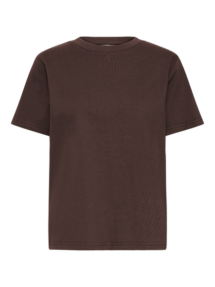 ICHI Palmer Loose Fit Cotton Crew Neck T-Shirt, Coffee Bean