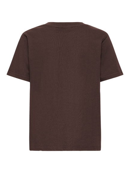 ICHI Palmer Loose Fit Cotton Crew Neck T-Shirt - view 2, Coffee Bean