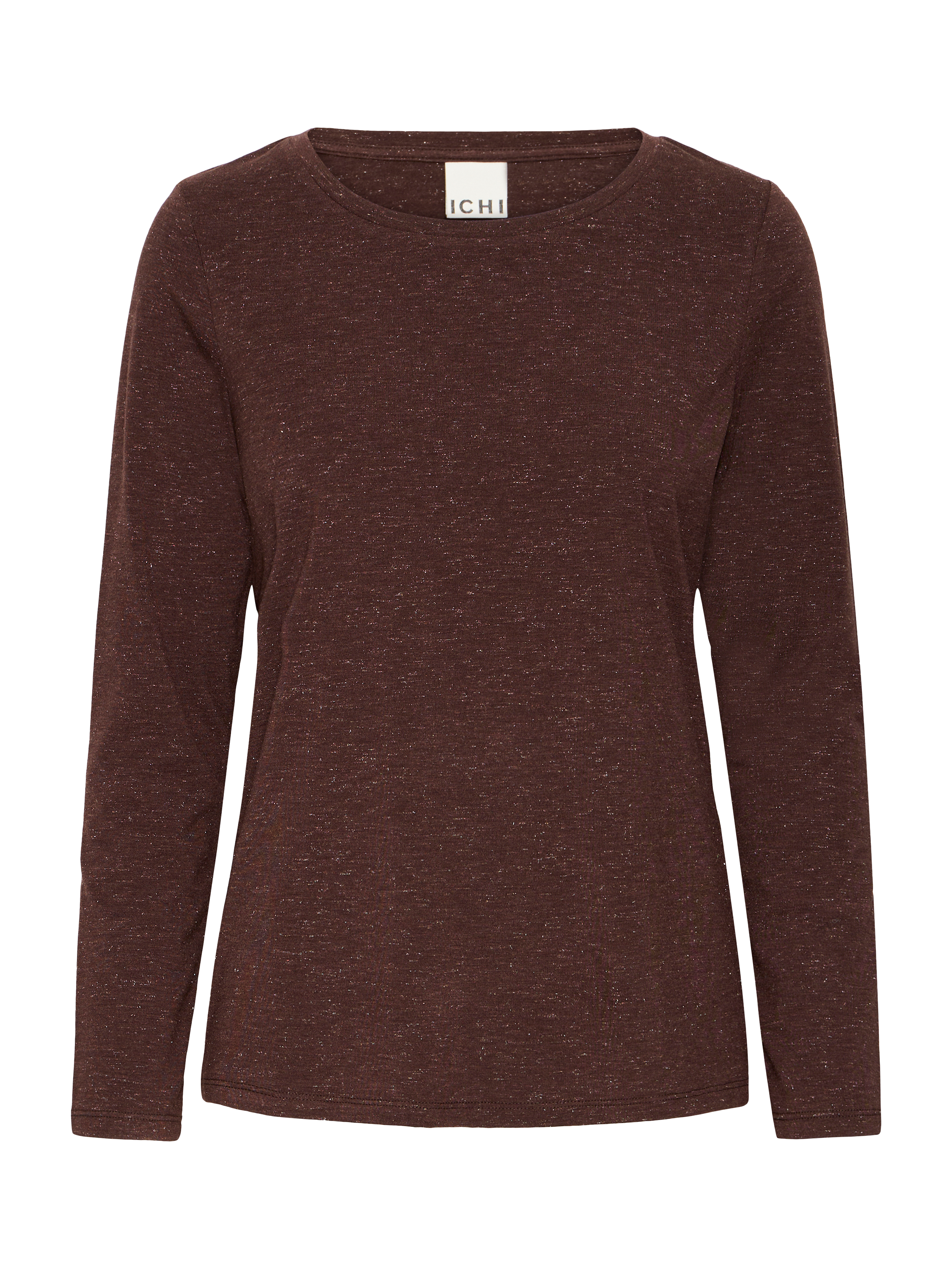 Product image 5 of 6, which shows ICHI Rebel Long Sleeve Round Neck Top, Coffee Bean, XS