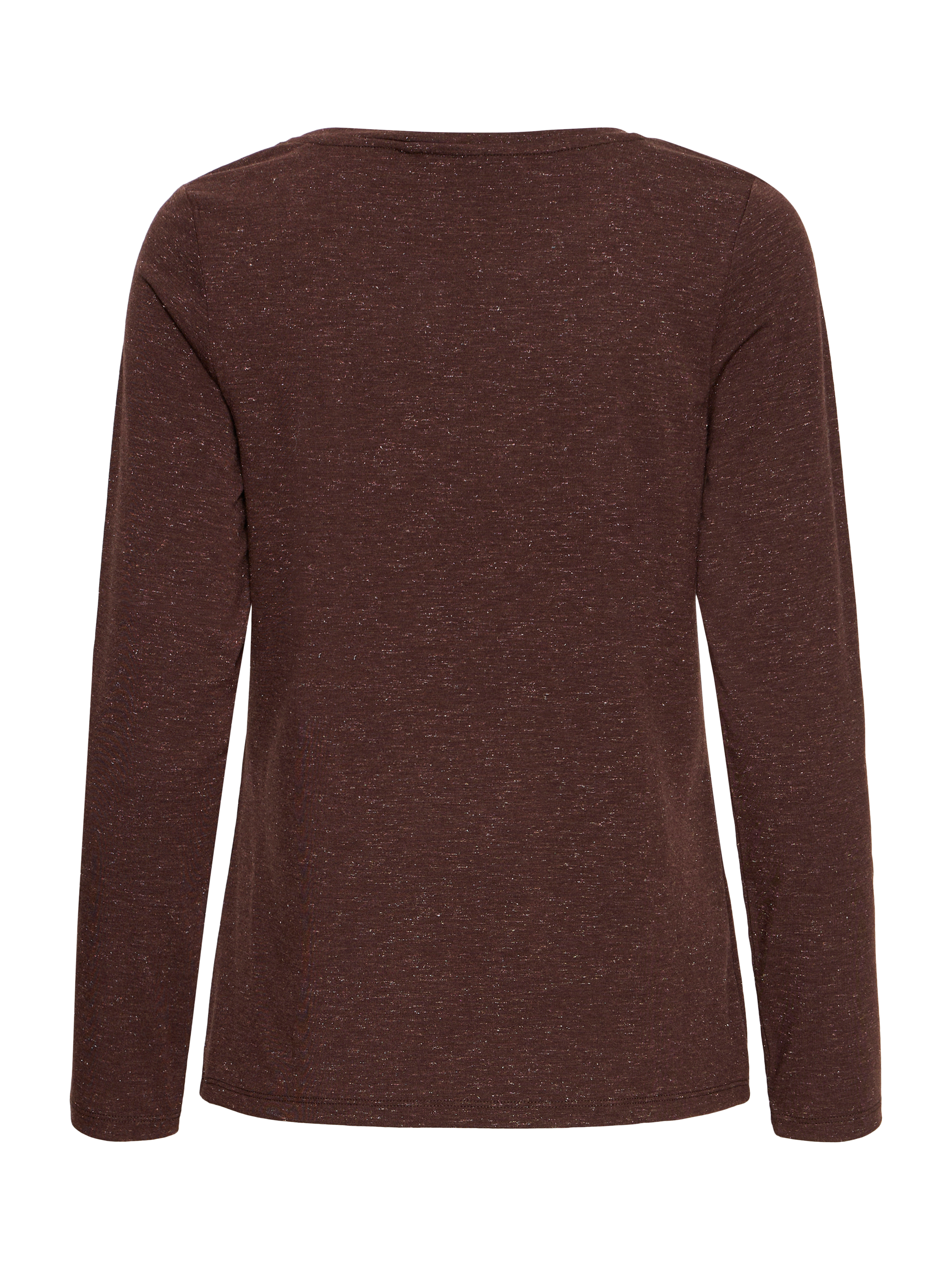 Product image 6 of 6, which shows ICHI Rebel Long Sleeve Round Neck Top, Coffee Bean, XS