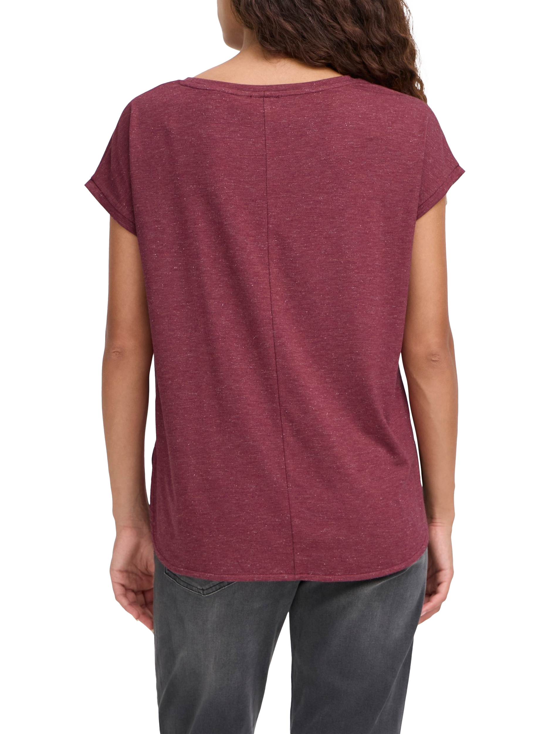 Product image 2 of 7, which shows ICHI Rebel Round Neck T-Shirt, Maroon, XS