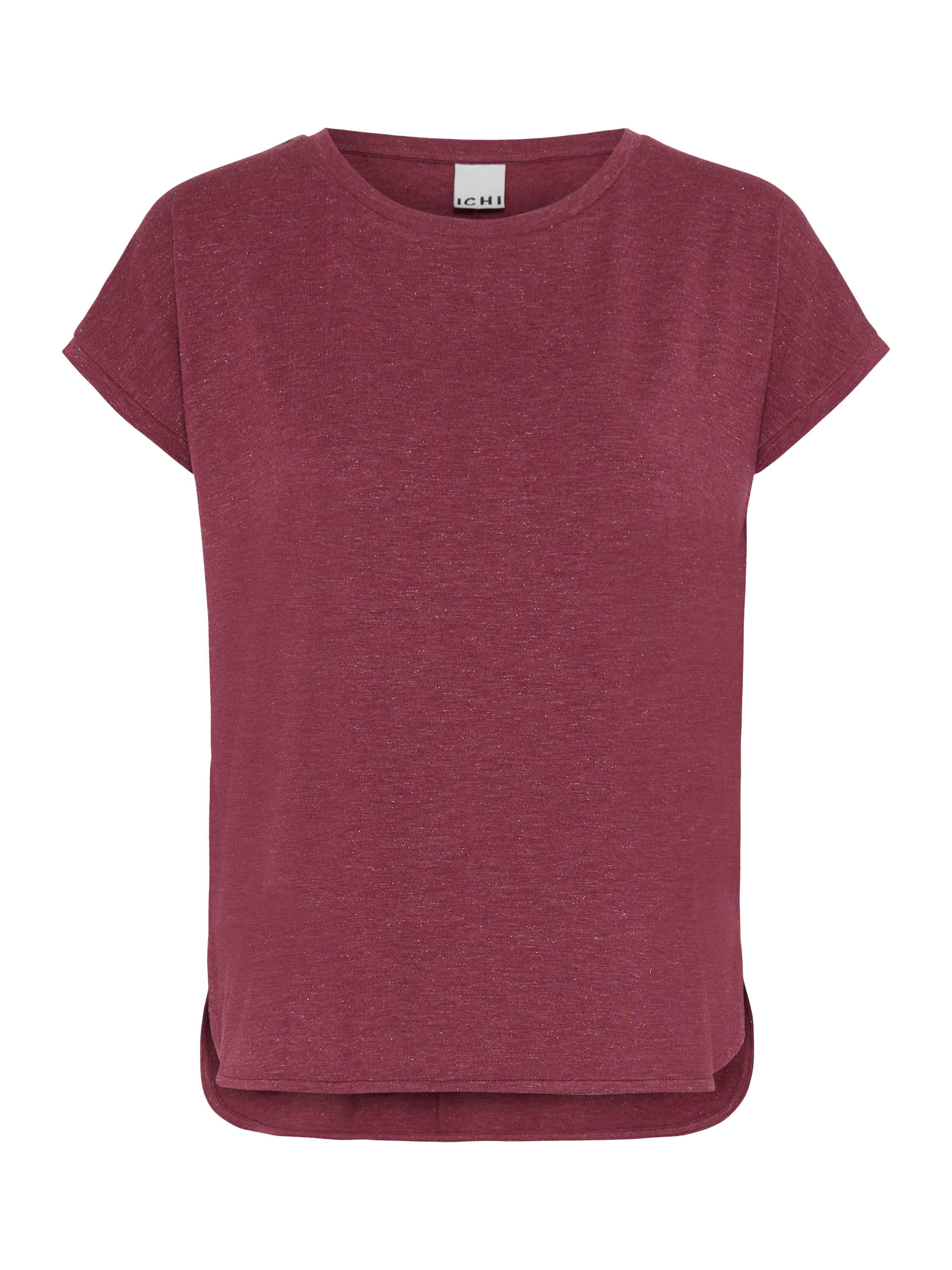 Product image 5 of 7, which shows ICHI Rebel Round Neck T-Shirt, Maroon, XS