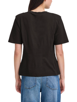 ICHI Nabia Cotton Short Sleeve Crew Neck T-Shirt - view 2, Black