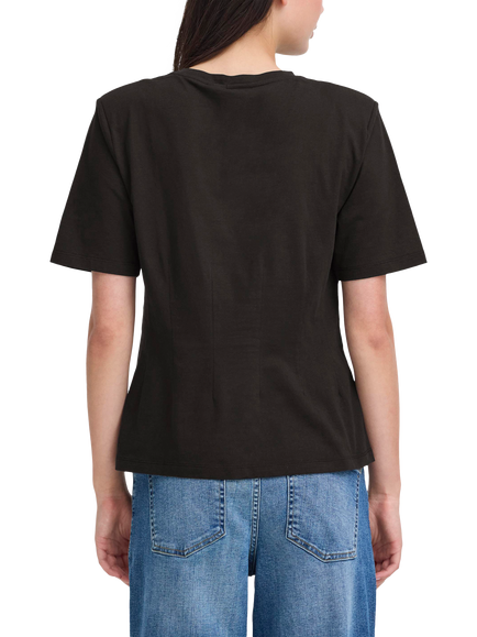 ICHI Nabia Cotton Short Sleeve Crew Neck T-Shirt - view 2, Black