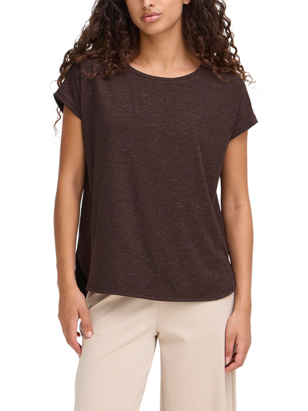 ICHI Rebel Short Sleeve Round Neck T-Shirt, Coffee Bean