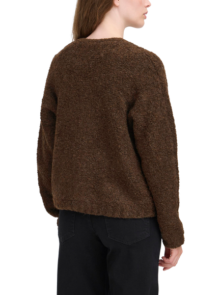 ICHI Blarisa V-Neck Long Sleeve Knit Cardigan - view 2, Coffee Bean