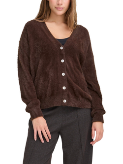 ICHI Brula Long Sleeve V-Neck Cardigan, Coffee Bean