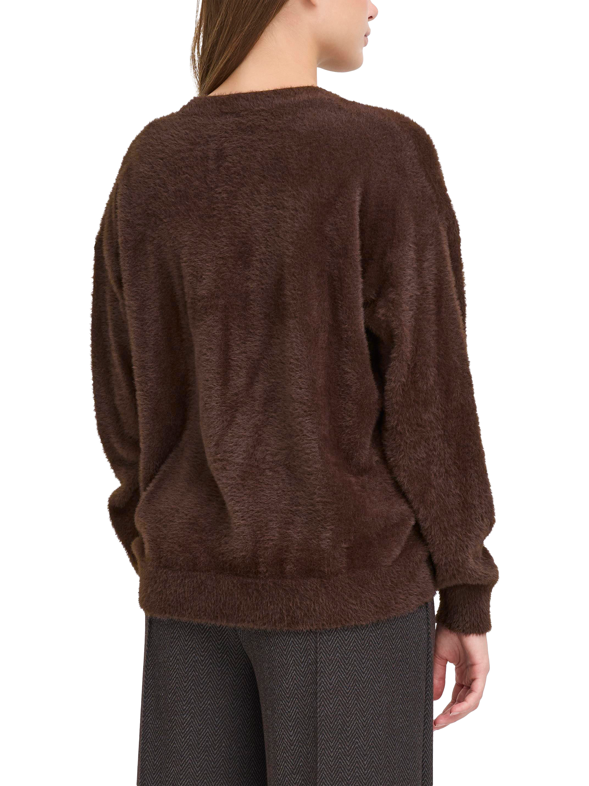 Product image 2 of 7, which shows ICHI Brula Long Sleeve V-Neck Cardigan , Coffee Bean, S