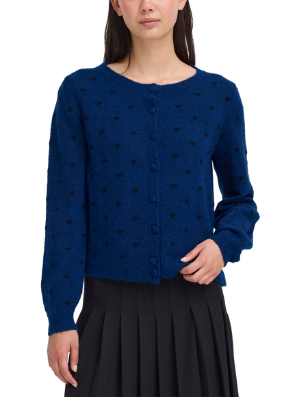 ICHI Destine Polka Dot Cardigan, Navy/Multi