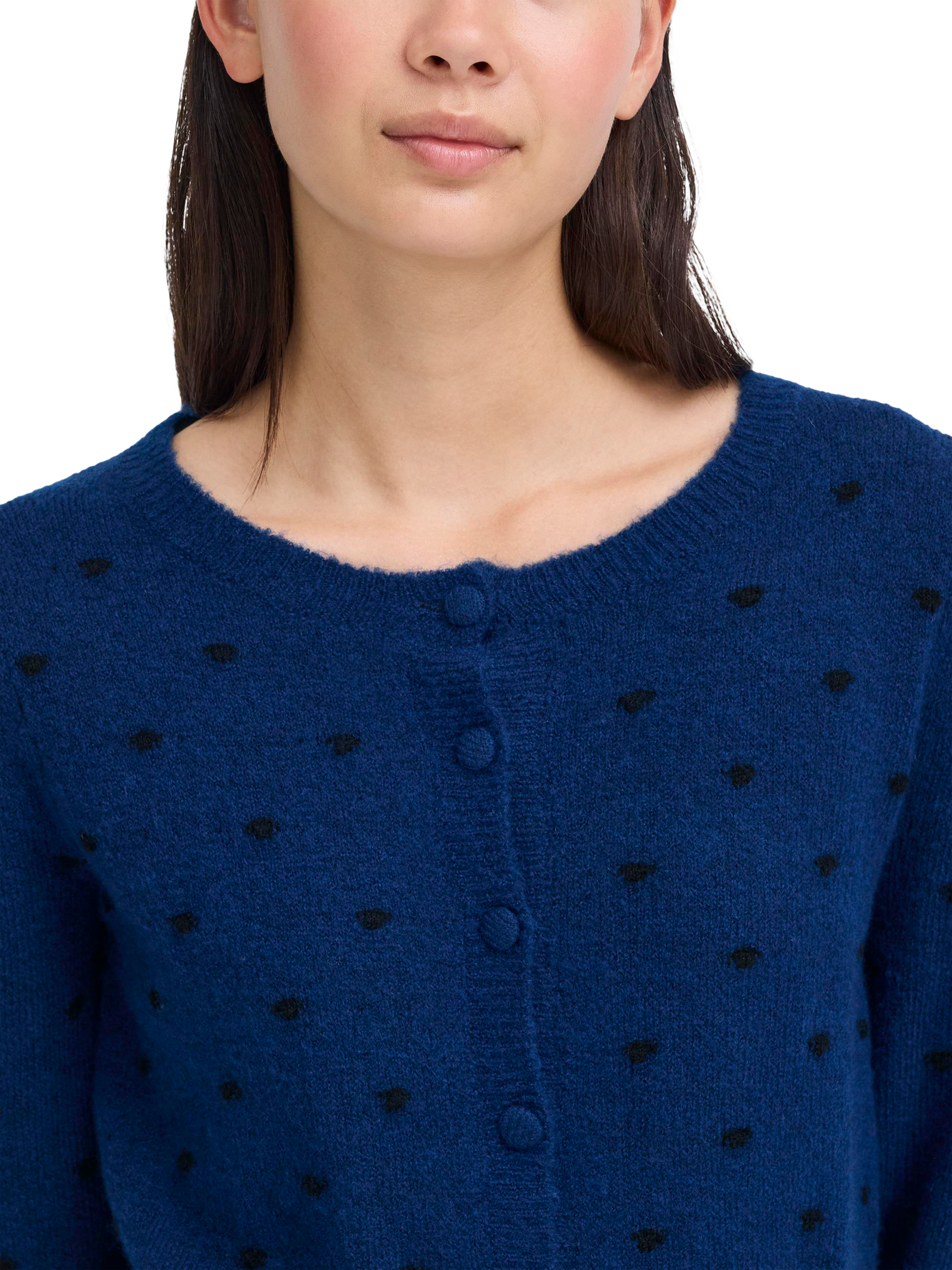 Product image 4 of 7, which shows ICHI Destine Polka Dot Cardigan, Navy/Multi, L
