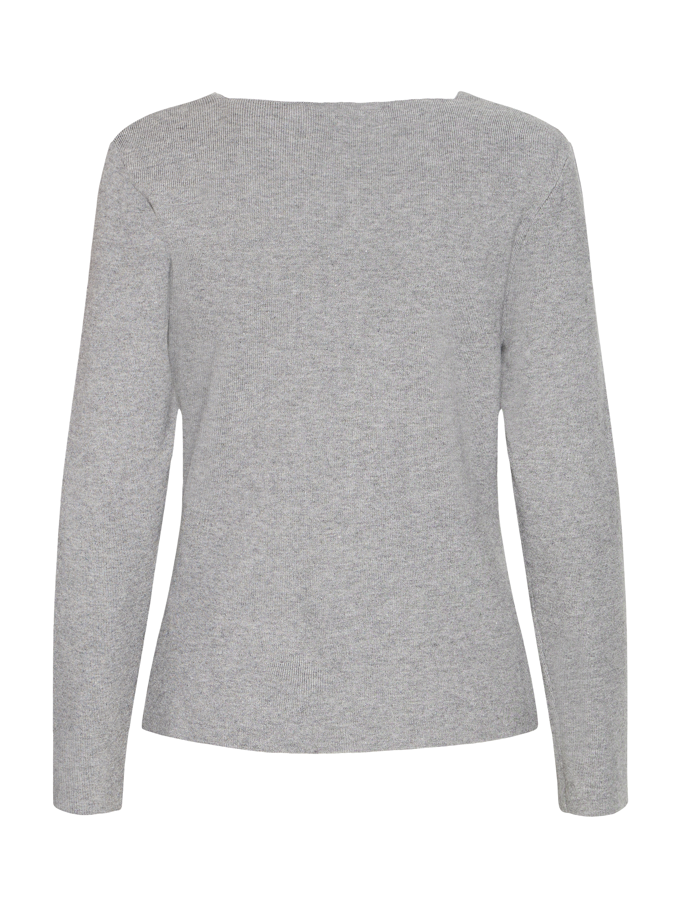 Product image 6 of 7, which shows ICHI Clarisa Long Sleeve Square Neck Cardigan , Grey Melange, XS