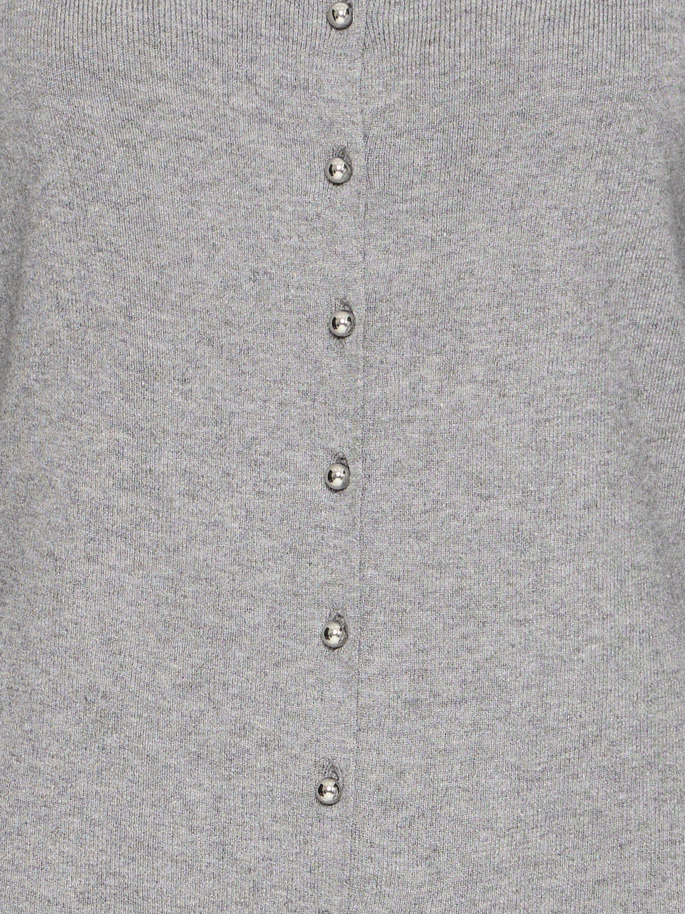 Product image 7 of 7, which shows ICHI Clarisa Long Sleeve Square Neck Cardigan , Grey Melange, XS