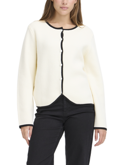 ICHI Briac Riund Neck Long Sleeve Cardigan, Birch