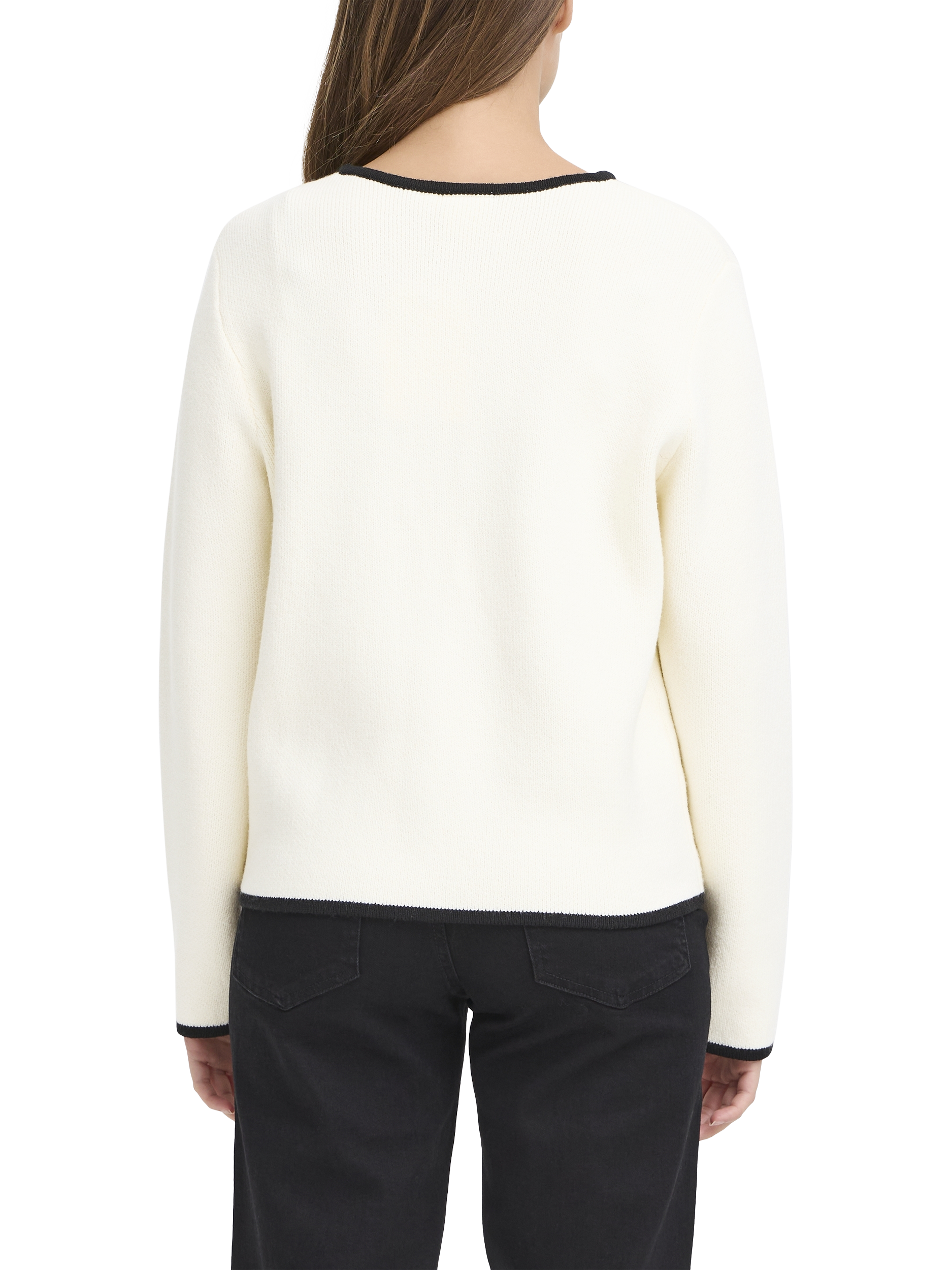 Product image 2 of 7, which shows ICHI Briac Riund Neck Long Sleeve Cardigan , Birch, XS