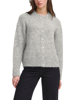 ICHI Belablue Crew Neck Cardigan, Light Grey Melange